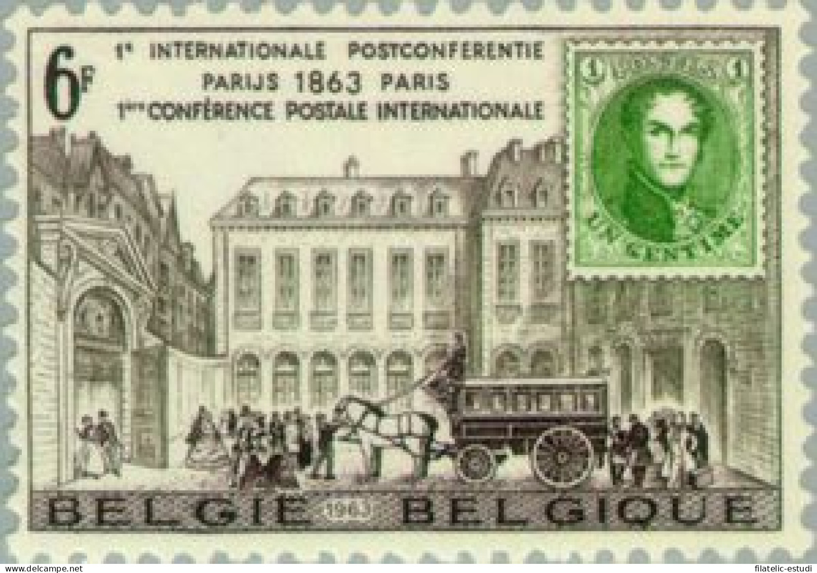 Bélgica - Correo Ordinario  - BE01250 - 1963 Cent 1ª Conferencia Postal París  - Sonstige & Ohne Zuordnung