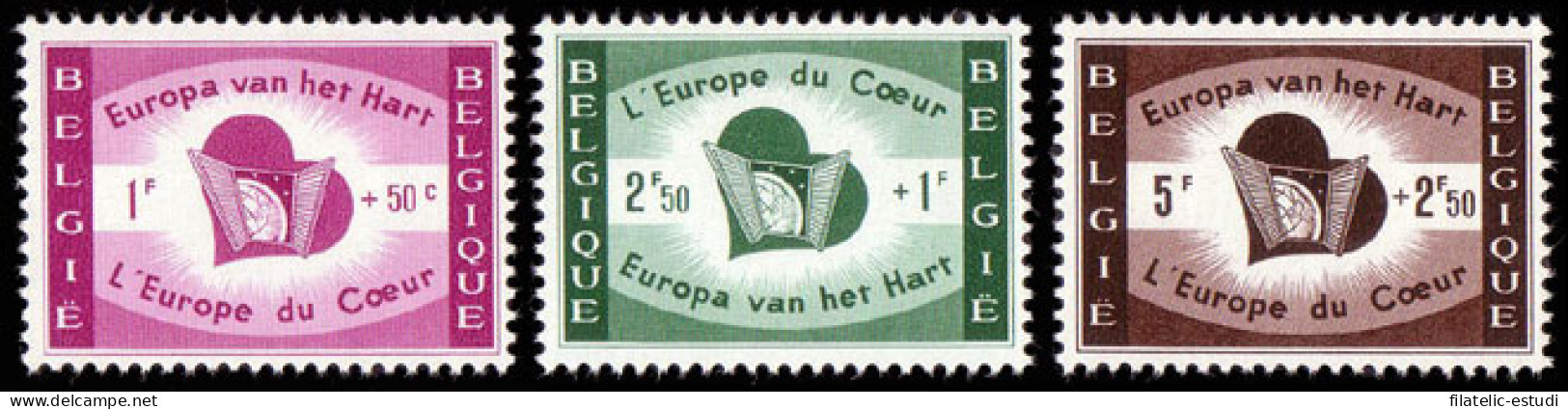 Bélgica - 1090/92 - 1959 Europa De Corazón Por Los Desplazados Lujo - Autres & Non Classés