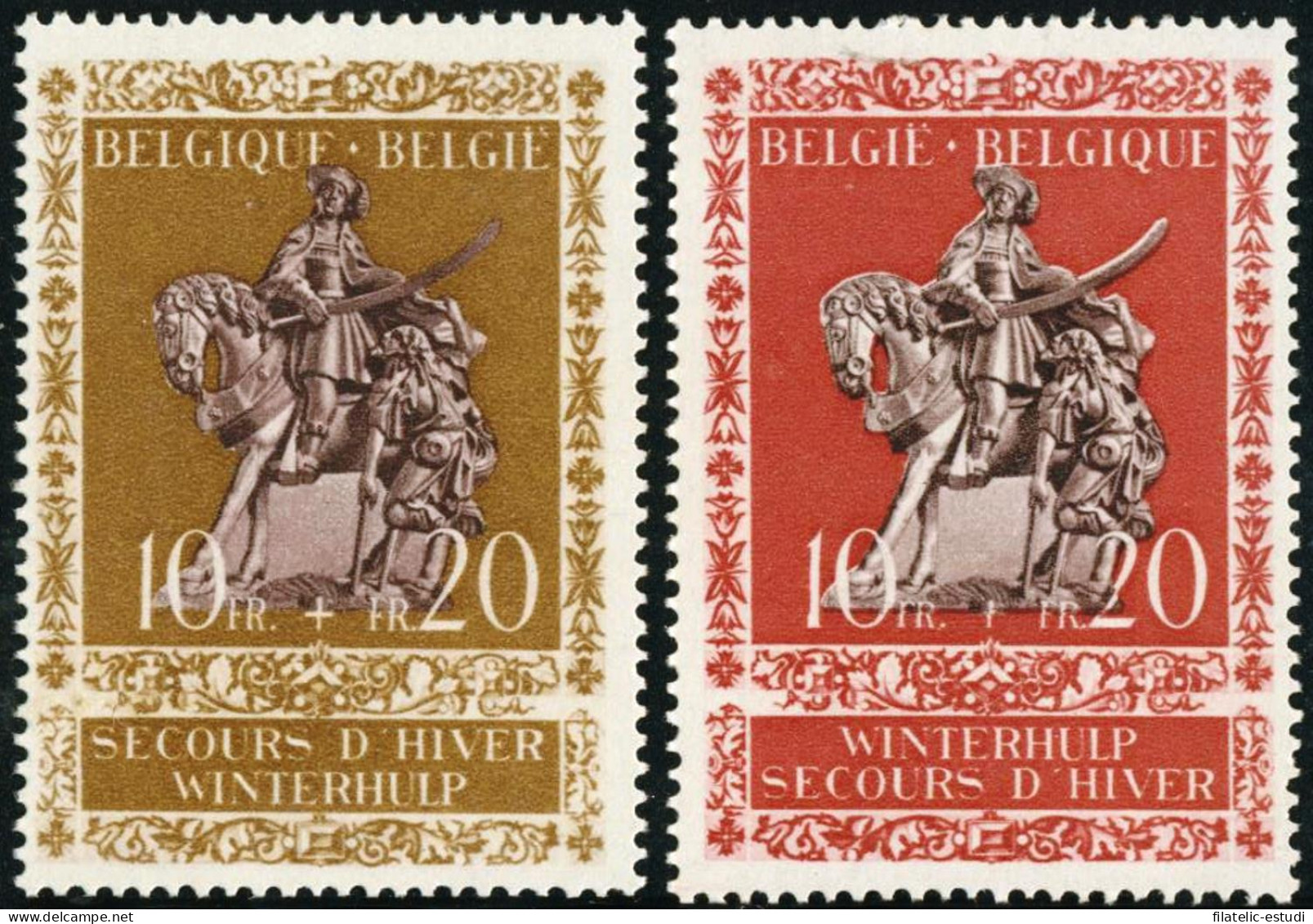 FAU5/S Bélgica  Belgium  Nº 613/14  1942-43  Leyenda De Bélgica Estatuas MNH - Andere & Zonder Classificatie