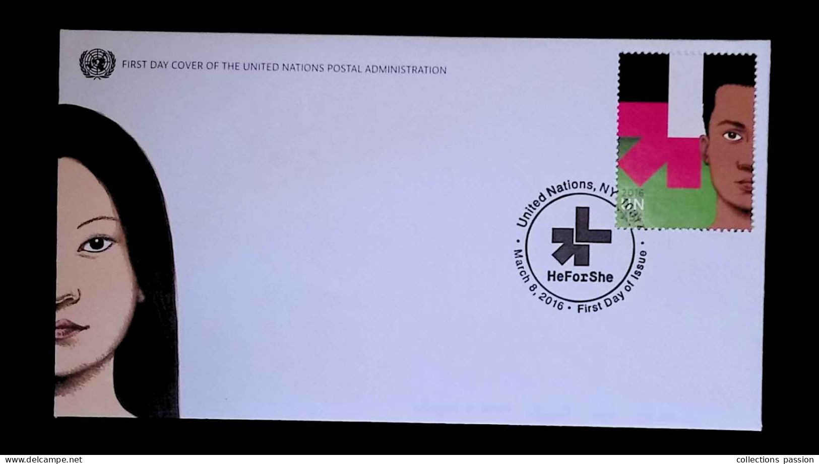 CL, FDC, 1 Er Jour, United Nations, NY 10017, March 8, 2016, HeForShe, 2 Scans - FDC