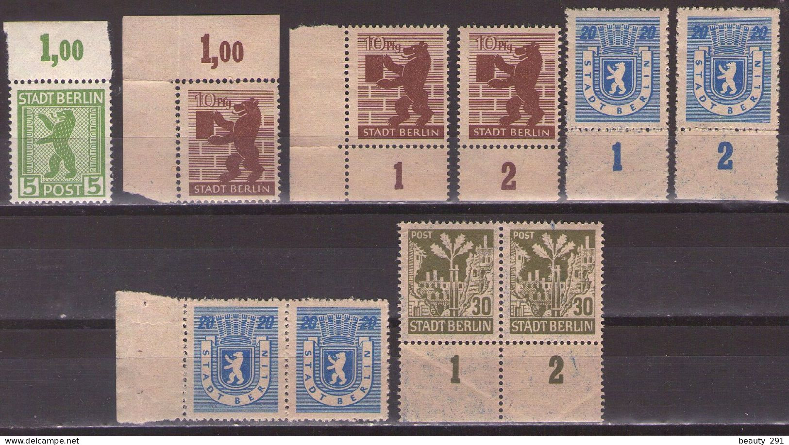 SBZ Berlin & Brandenburg 1945 Mi 1-7 - LOT  MNH**VF - Berlijn & Brandenburg