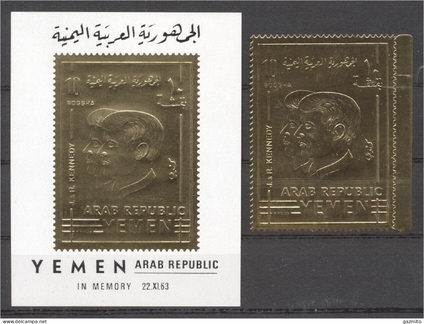 Yemen 1968, Kennedy, 1val GOLD +BF GOLD - Yemen