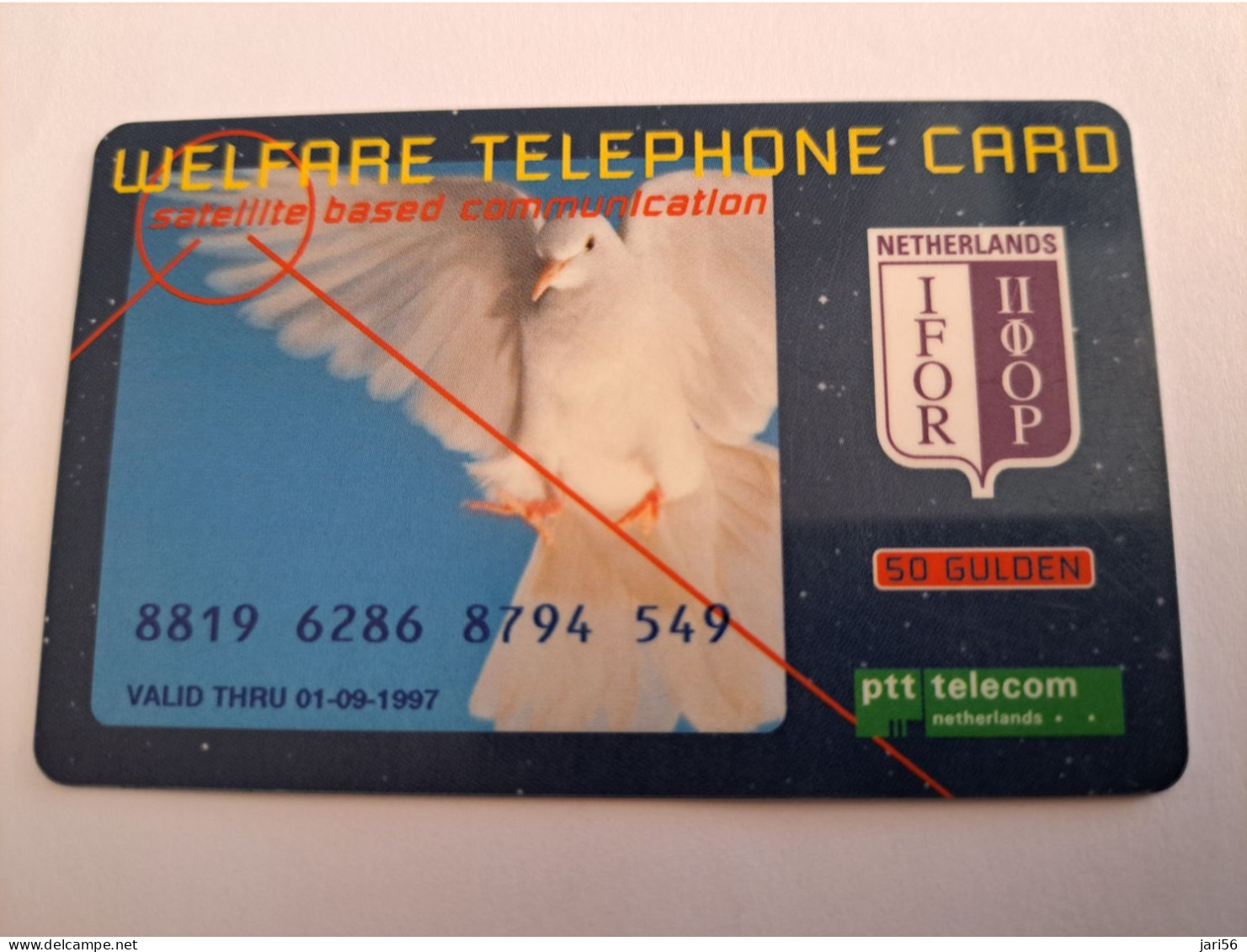 NETHERLANDS  WELFARE /IFOR/MILITAIR CARD /50 GUILDERS / PIGEON/ UNITED NATIONS / VERBINDING /2 LUCHTBRUG   **16380 ** - Otros & Sin Clasificación