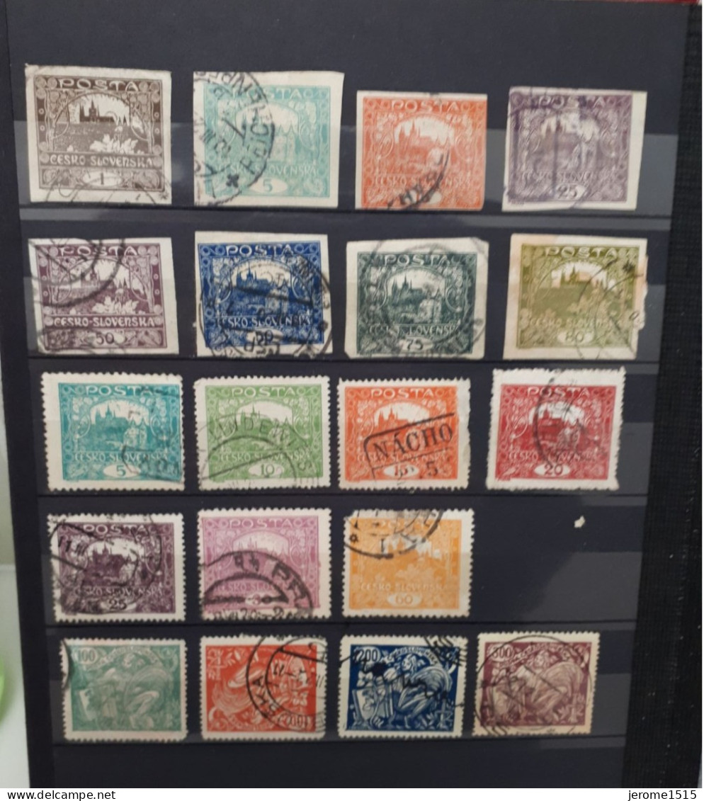 Timbres Tchécoslovaquie :  1919 - 1920 Yt N° 1, 4, 7, 11, 15, 16, 18, 19, 29...  & - Used Stamps