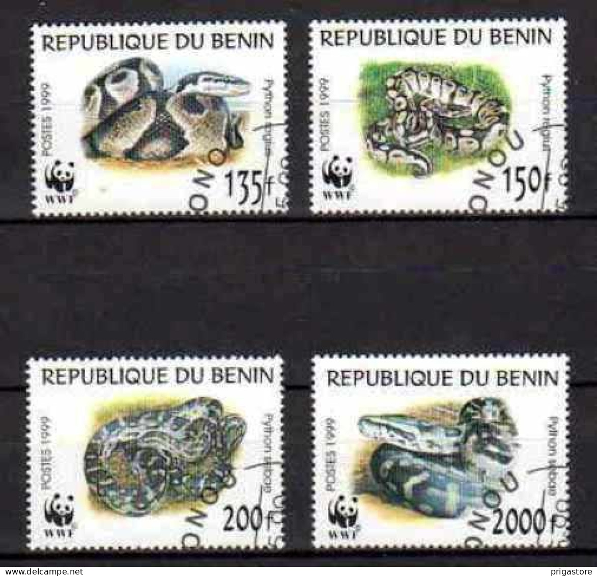Animaux Serpents Bénin 1999 (40) Yvert N° 898 à 901 Oblitéré Used - Slangen