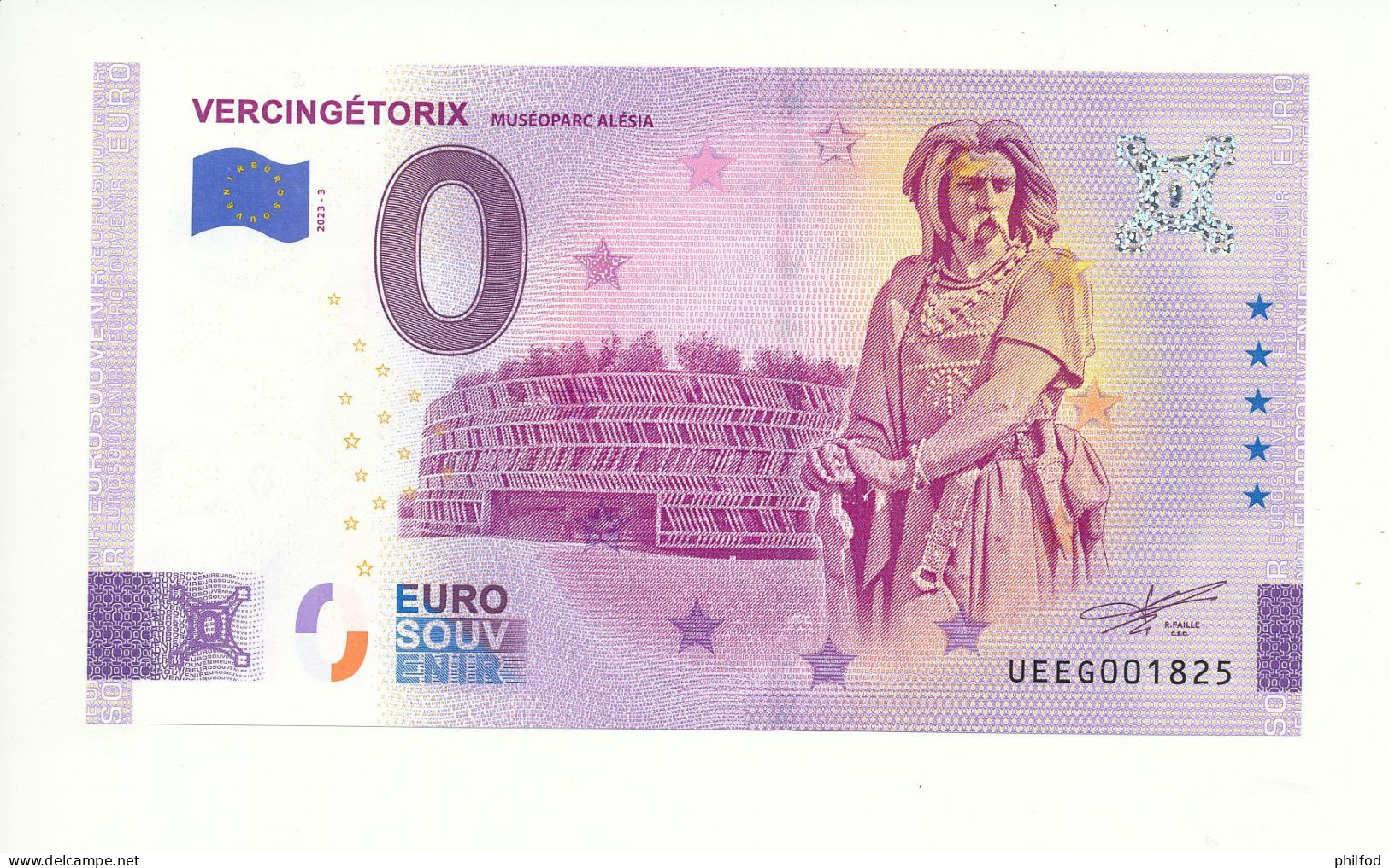 Billet Touristique  0 Euro  - VERCINGÉTORIX MUSÉOPARC ALESIA -  2023-3 -  UEEG -  N° 1825 - Andere & Zonder Classificatie