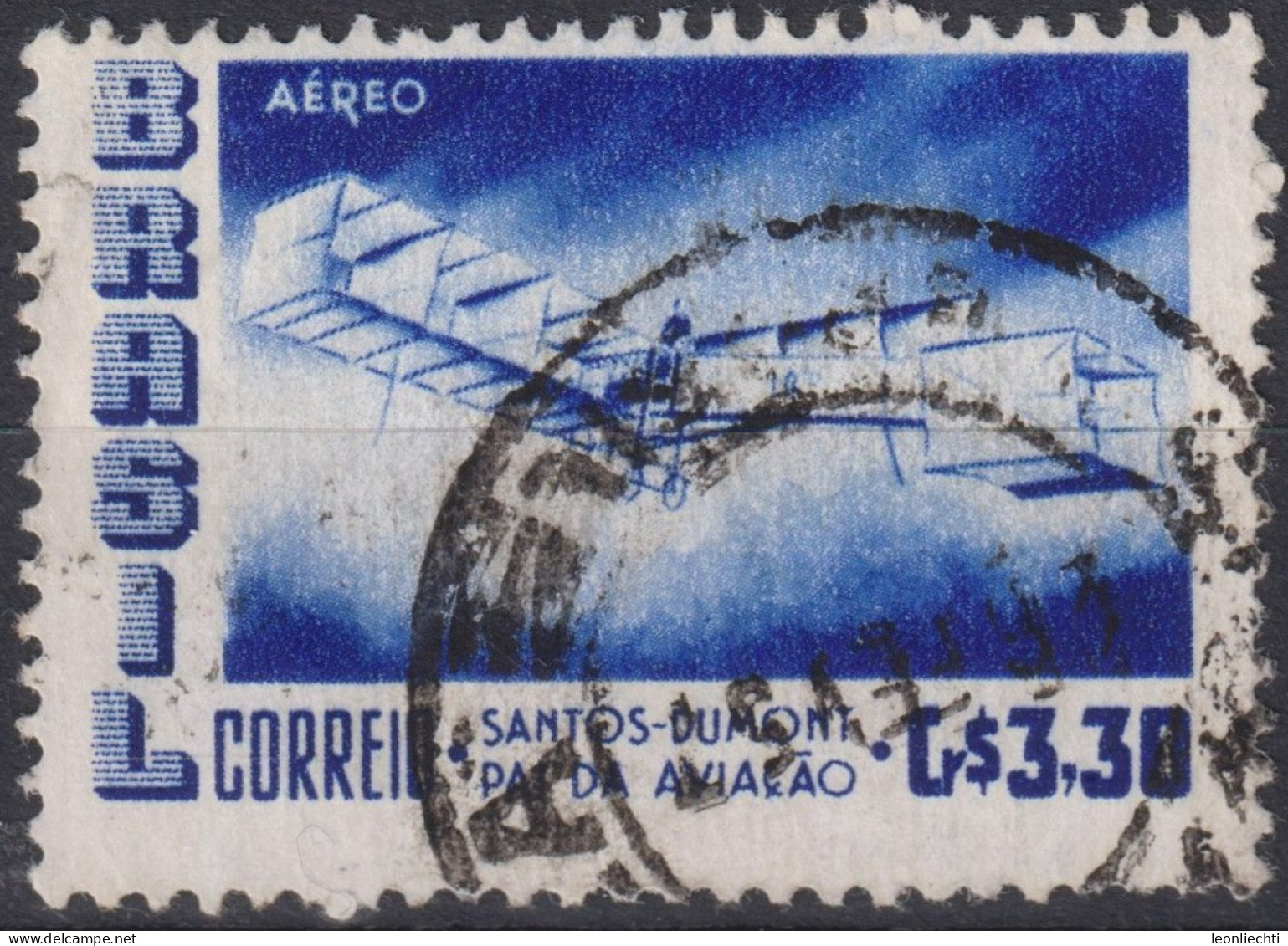1956 Brasilien AEREO ° Mi:BR 903, Sn:BR C83, Yt:BR PA70, Santos-Dumont's 1906 Biplane "14 Bis" - Luchtpost