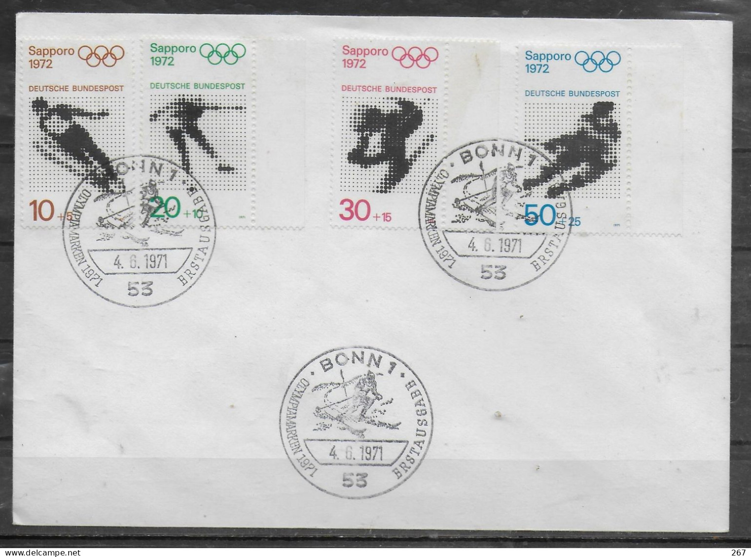 ALLEMAGNE Lettre 1972 Jo Saut A Ski Patinage Hockey Sur Glace - Hiver 1972: Sapporo