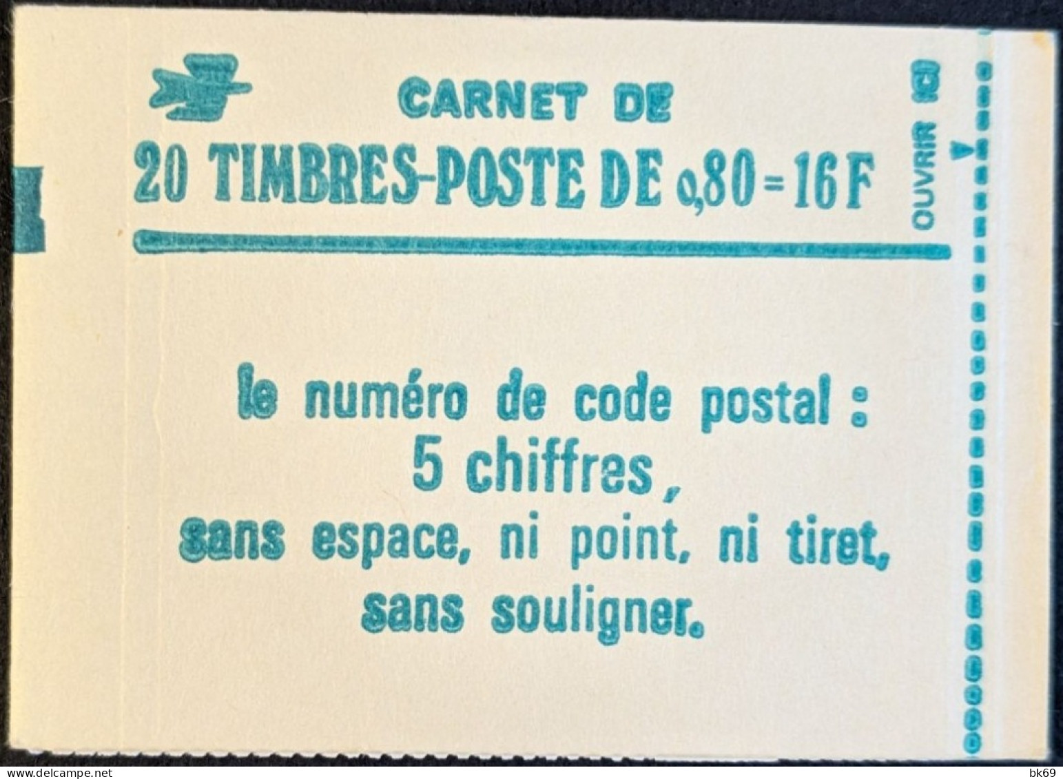 1970-C1** Conf. 6 Daté 14-11-77 Sabine 0.80c Vert Carnet Fermé - Modernes : 1959-...