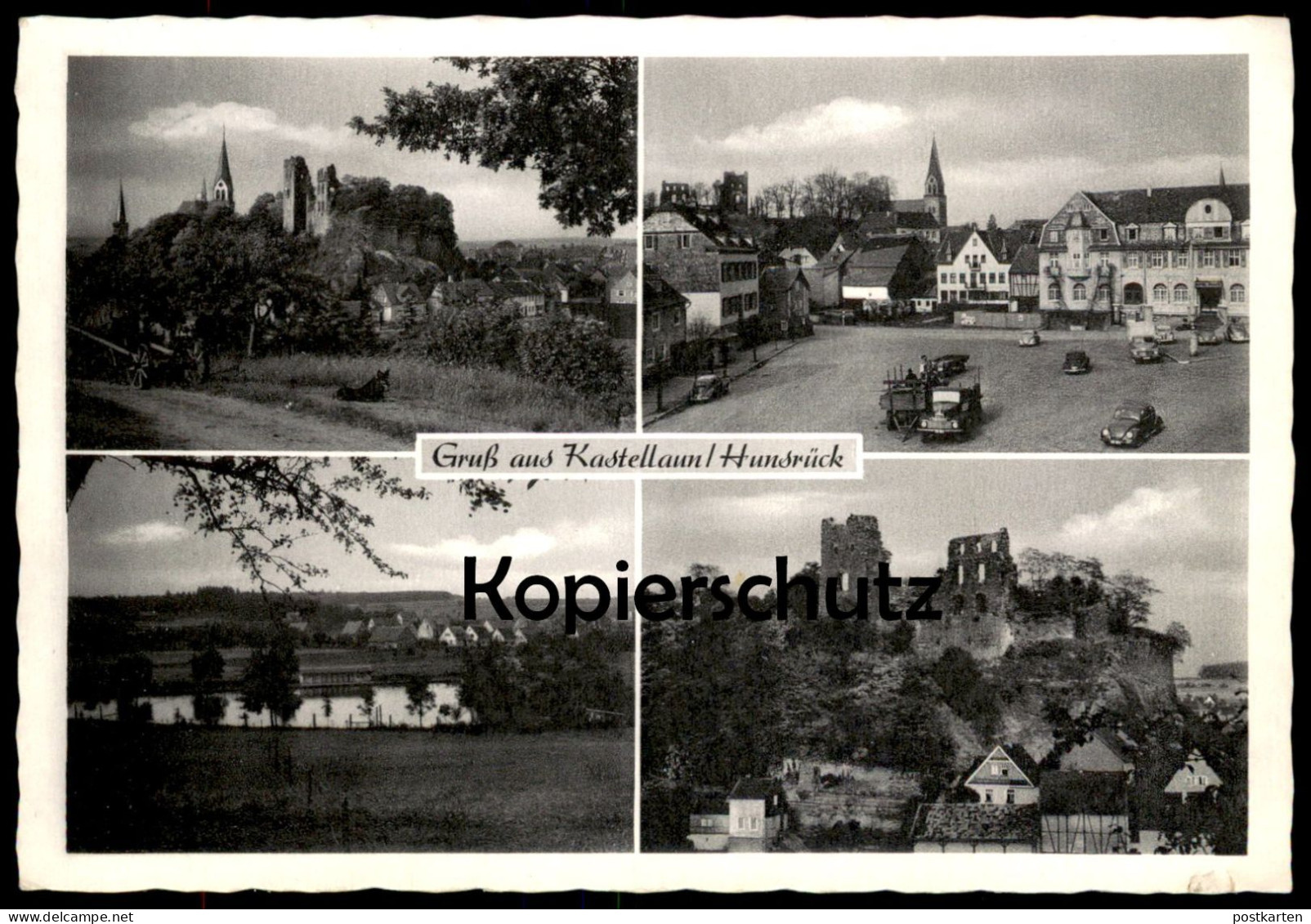 ALTE POSTKARTE GRUSS AUS KASTELLAUN BURG MARKTPLATZ LKW MAGIRUS DEUTZ Hunsrück Ansichtskarte AK Cpa Postcard - Kastellaun