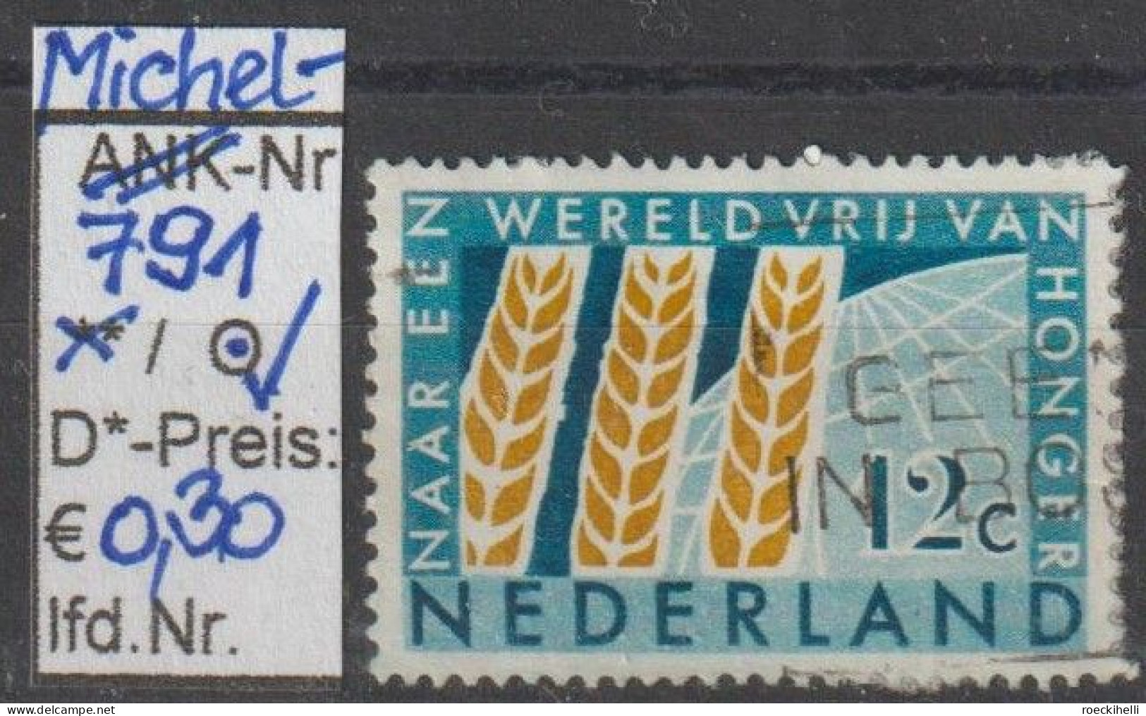 1963 - NIEDERLANDE - SM "Kampf Gegen Den Hunger" 12 C Blaugrau/braungelb  - O  Gestempelt - S. Scan (791o Nl) - Used Stamps