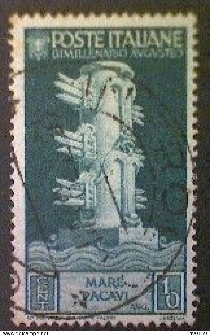 Italy, Scott #377, Used (o), 1937, Charity Issue, Augustus: Rostral Column, 10cts,  Myrtle Green - Luftpost