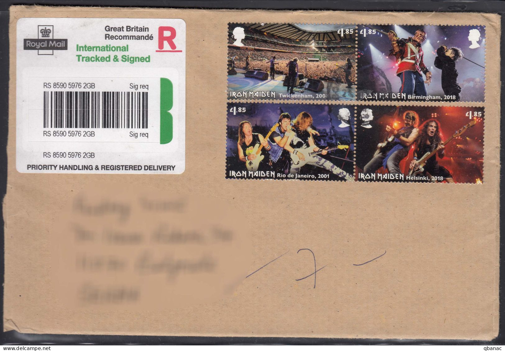 Great Britain Nice Franked Cover To Serbia, Iron Maiden Set - Zonder Classificatie