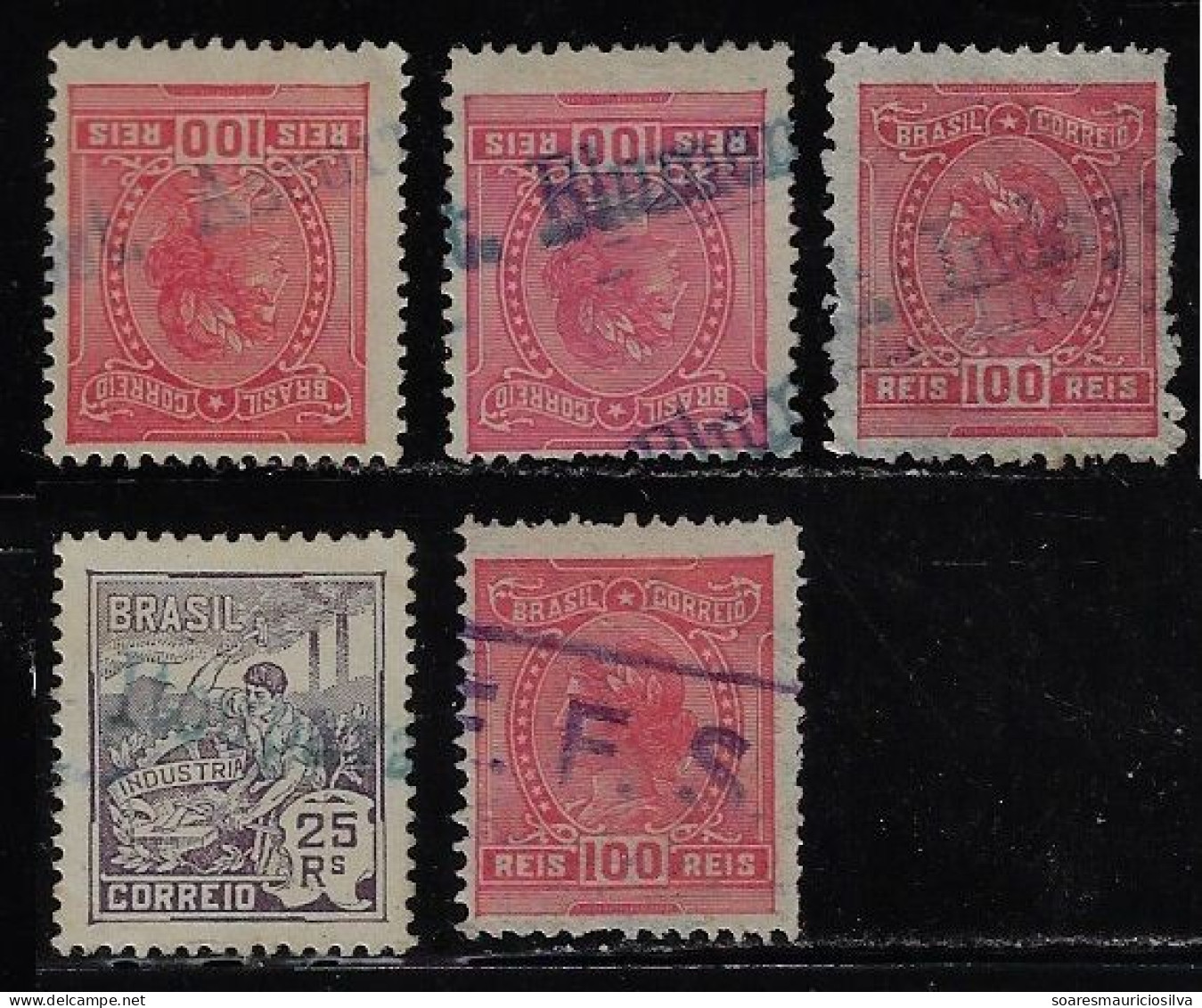 Brazil 1918/… 5 Different Cancel Santa Catarina Railway Station Ascurra Blumenau Indayal Itoupava Secca EFSC - Briefe U. Dokumente