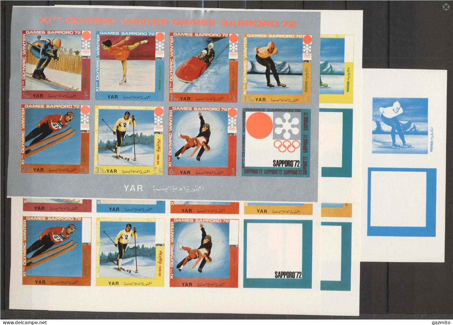 Yemen Kingdom 1970, Olympic Games In Sapporo, Skiing, Skating, Color Proofs BF - Hiver 1972: Sapporo