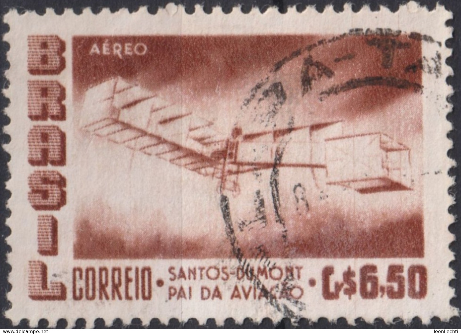 1956 Brasilien AEREO ° Mi:BR 905, Sn:BR C85, Yt:BR PA72, Santos-Dumont's 1906 Biplane "14 Bis" - Used Stamps