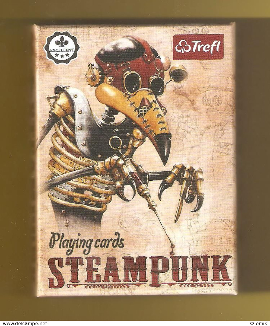 Playing cards 52 + 3 jokers. STEAMPUNK, TREFL – 2016, Graphic design – Elwira Pawlikowska