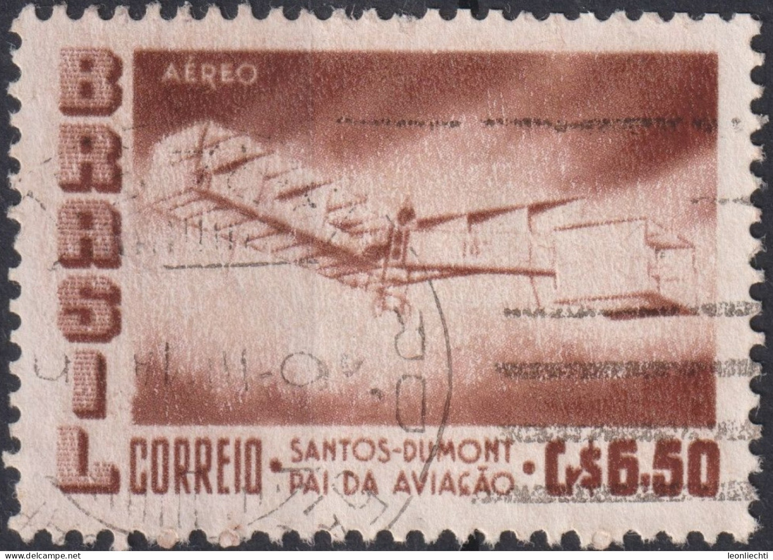 1956 Brasilien AEREO ° Mi:BR 905, Sn:BR C85, Yt:BR PA72, Santos-Dumont's 1906 Biplane "14 Bis" - Gebruikt