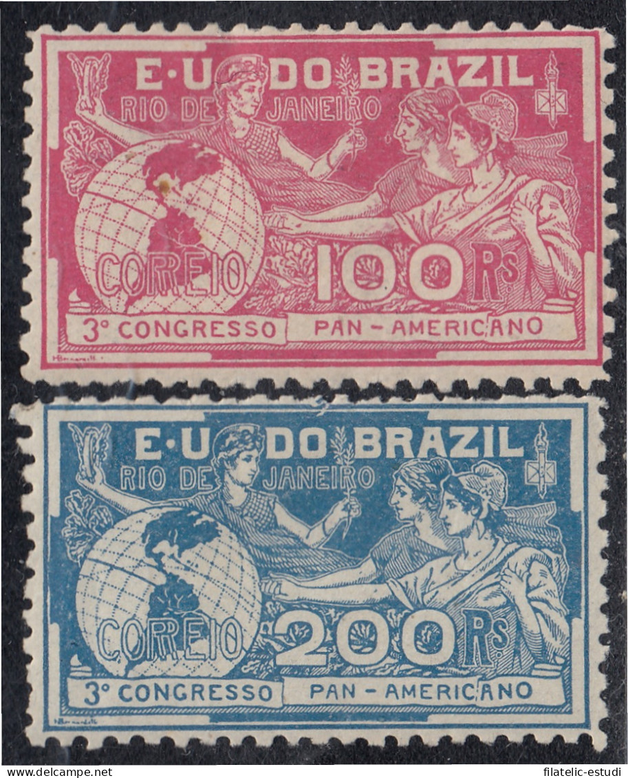 Brasil Brazil 126/27 1906 3º Congreso Panamericano En Río De Janeiro MH - Andere & Zonder Classificatie