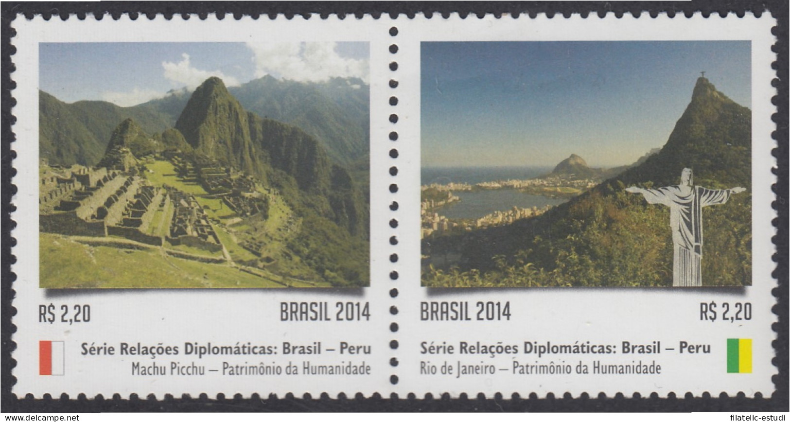 Brasil Brazil 3350/51 2014 Relaciones Diplomáticas Filipinas - Perú Machu Picc - Andere & Zonder Classificatie