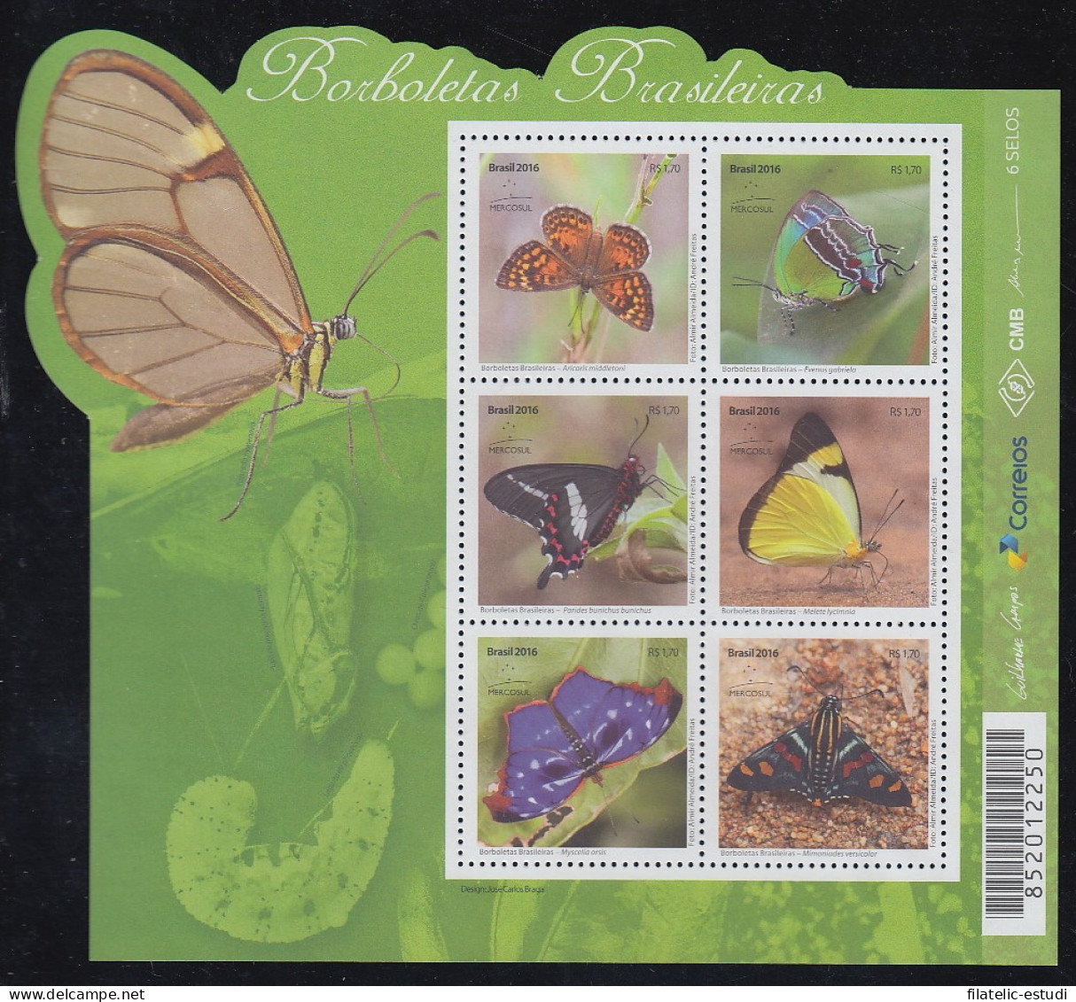 Brasil Brazil HB 178 2016 Mariposas Butterflies MNH - Andere & Zonder Classificatie