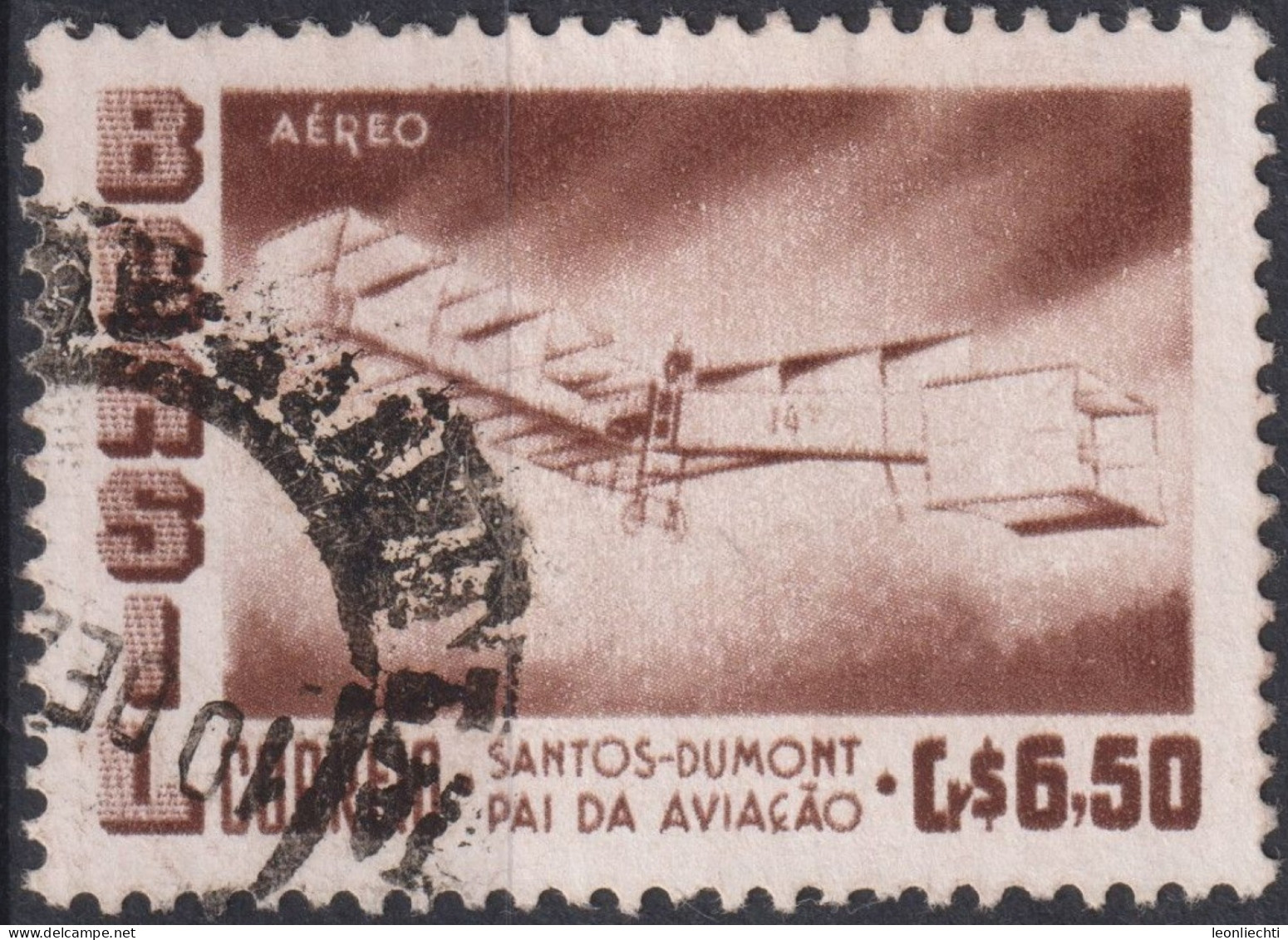 1956 Brasilien AEREO ° Mi:BR 905, Sn:BR C85, Yt:BR PA72, Santos-Dumont's 1906 Biplane "14 Bis" - Gebraucht