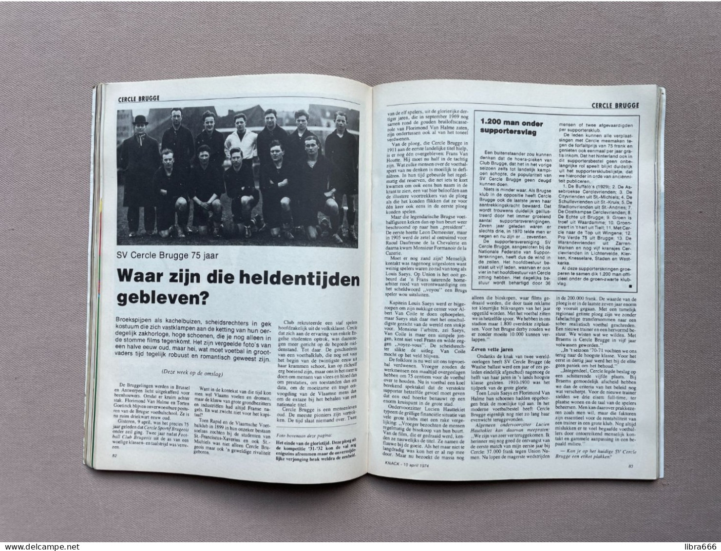 KNACK MAGAZINE Nr.15 1974 174 pp 75 Jaar voetbal in Brugge, De erfenis van Pompidou, Acec staakt, Geeraerts in New Delhi