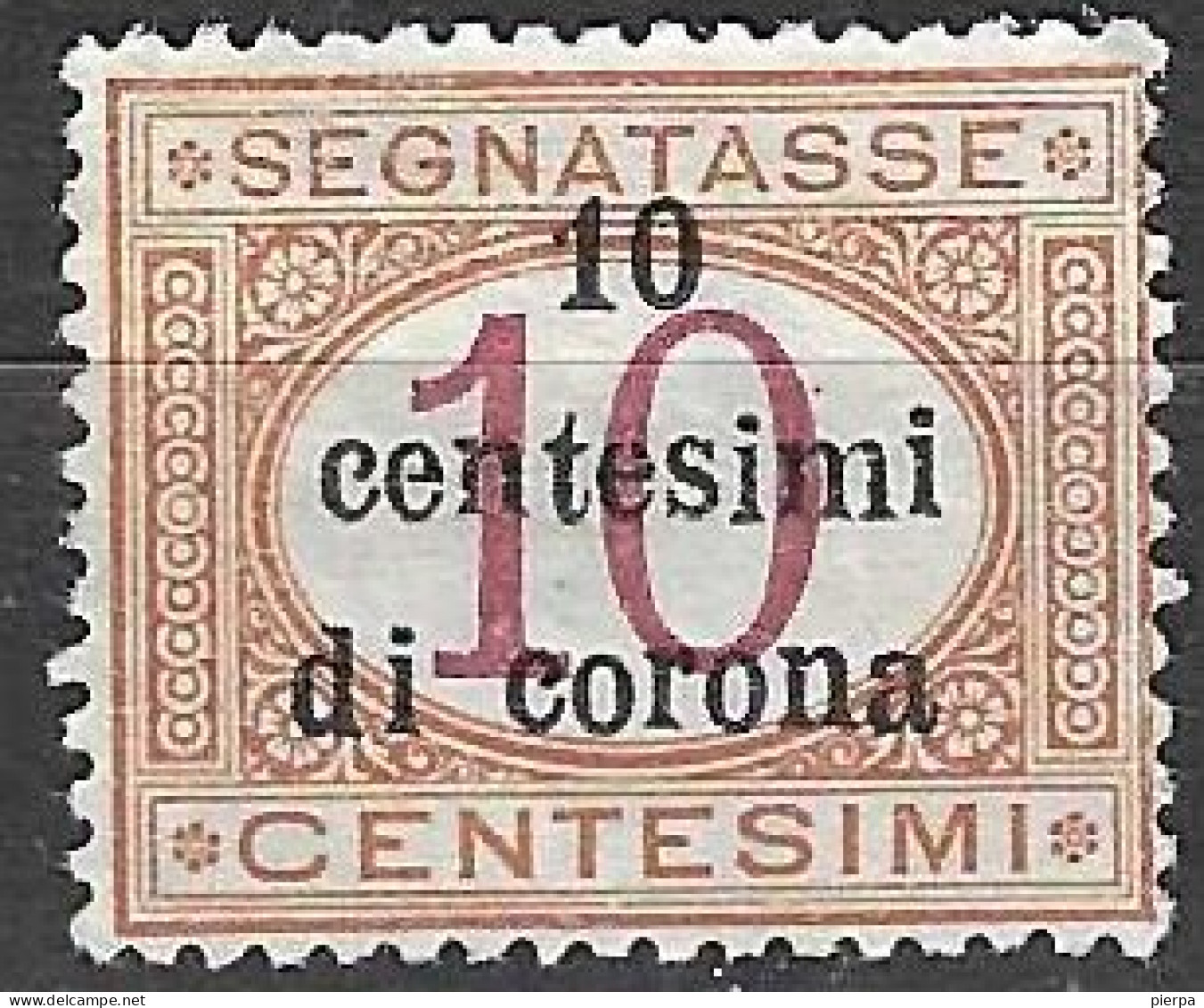 ITALIA - OCC. TRENTO E TRIESTE - 1919 - SEGNATASSE 2C. DI CORONA/10C. - NUOVO S.G.  (YVERT TX2 - MICHEL PM 2 - SS SG 2) - Trente & Trieste