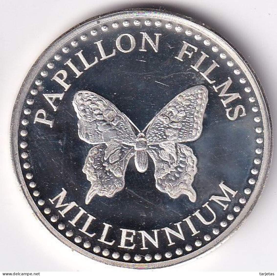 MONEDA DE PLATA DE ESPAÑA DE PAPILLON FILMS MILLENNIUM 2001 (MARIPOSA) PESO 34 GRAMOS (COIN) SILVER-ARGENT - Otros & Sin Clasificación