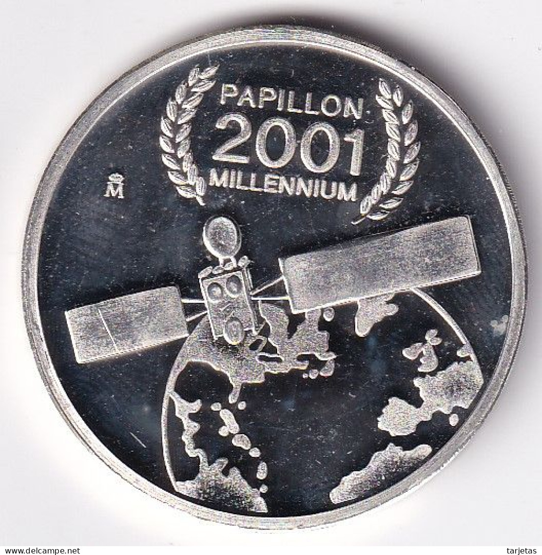 MONEDA DE PLATA DE ESPAÑA DE PAPILLON FILMS MILLENNIUM 2001 (MARIPOSA) PESO 34 GRAMOS (COIN) SILVER-ARGENT - Otros & Sin Clasificación