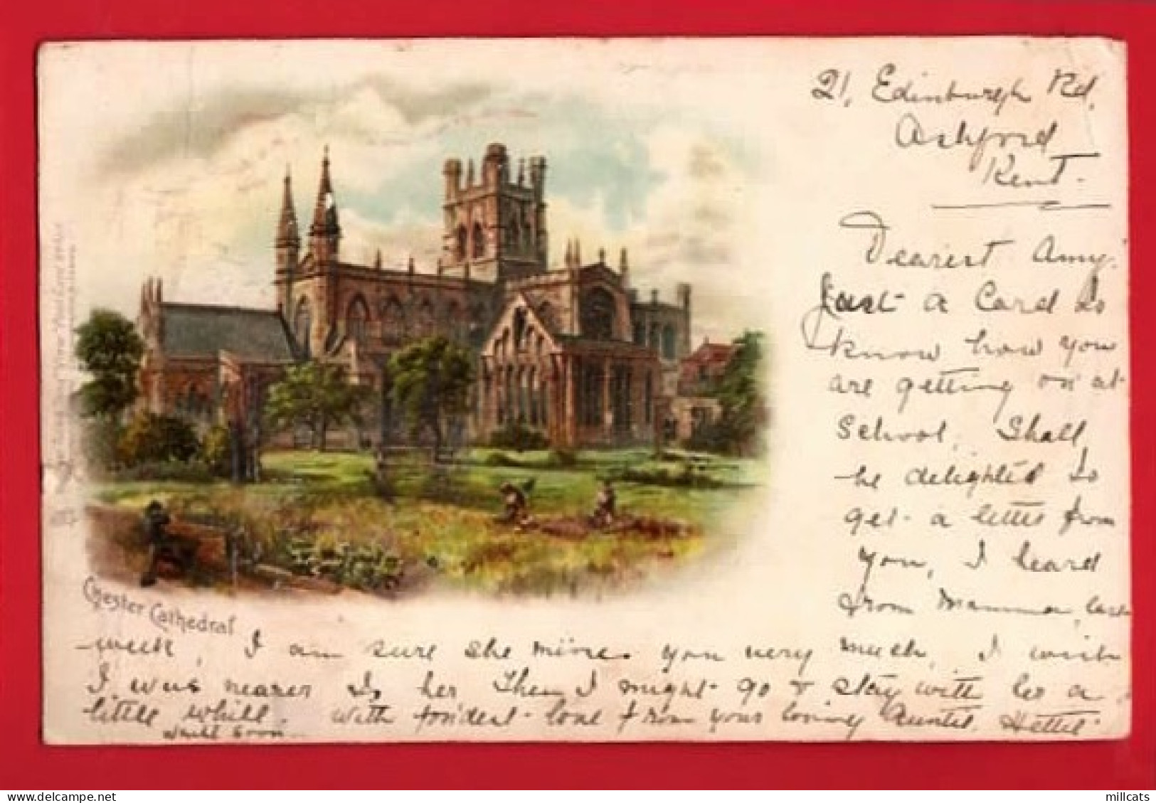 CHESTER CATHEDRAL   EARLY CHROMO RAPHAEL TUCK  VIEW  SERIES Pu 1904 - Chester