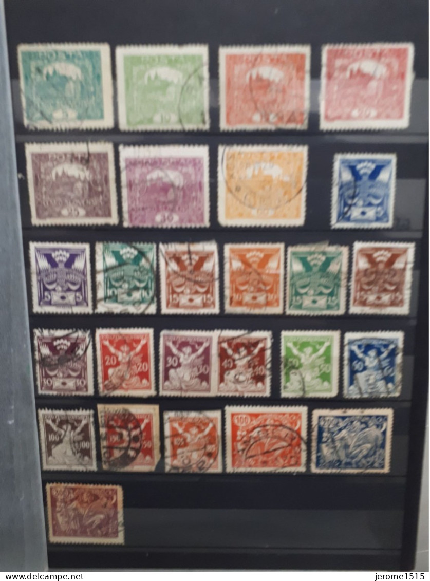 Timbres Tchécoslovaquie :  1919 - 1920 Yt N° 29, 31, 32, 36, 37, 38, 155, 156... & - Oblitérés