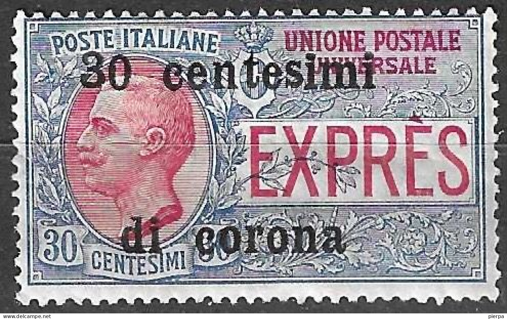 ITALIA - OCC. TRENTO E TRIESTE - 1919 - ESPRESSO 30C. DI CORONA/30C. - NUOVO MNH**.  (YVERT 14 - MICHEL 13 - SS EX 2) - Trente & Trieste