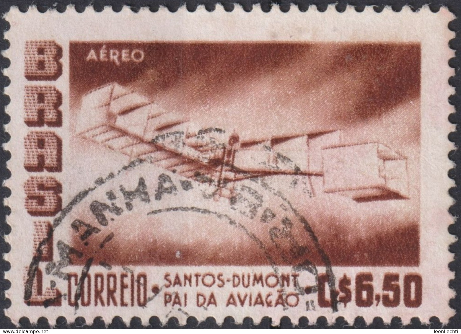 1956 Brasilien AEREO ° Mi:BR 905, Sn:BR C85, Yt:BR PA72, Santos-Dumont's 1906 Biplane "14 Bis" - Poste Aérienne