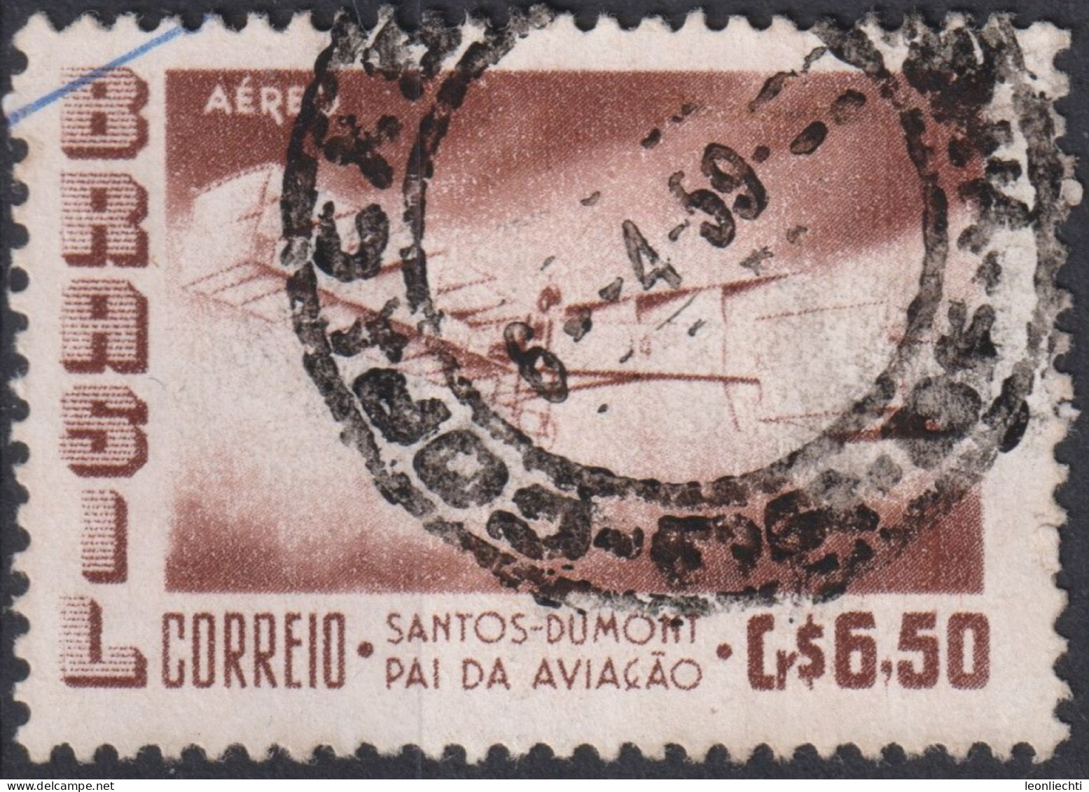 1956 Brasilien AEREO ° Mi:BR 905, Sn:BR C85, Yt:BR PA72, Santos-Dumont's 1906 Biplane "14 Bis" - Luchtpost