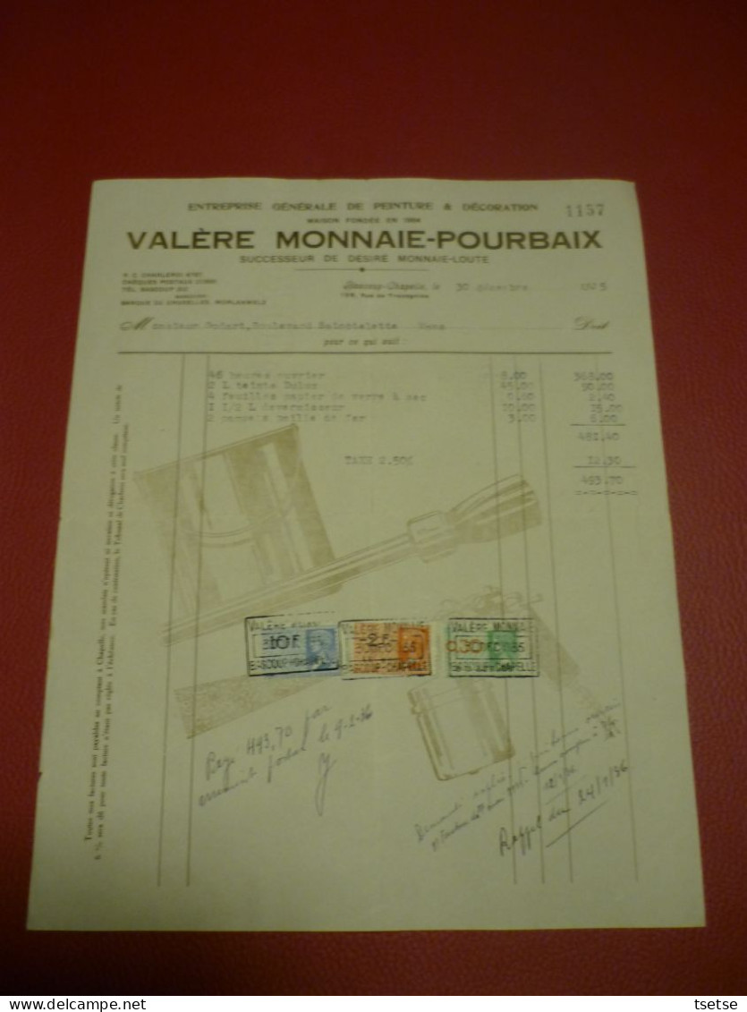 Facture / Document - Valère Monnaie-Pourbaix - Entreprise Générale De Peinture - Bascoup-Chapelle - 1935 - 1950 - ...