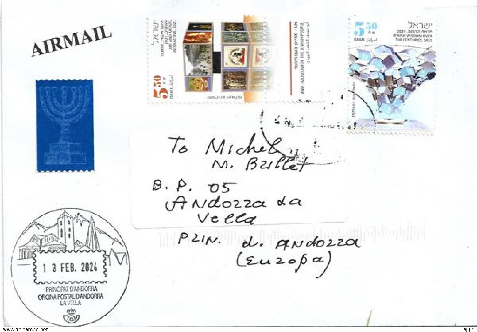 2024. Lettre Museum Of The Jewish People. Tel Aviv. , à Andorra (Principality) - Cartas & Documentos