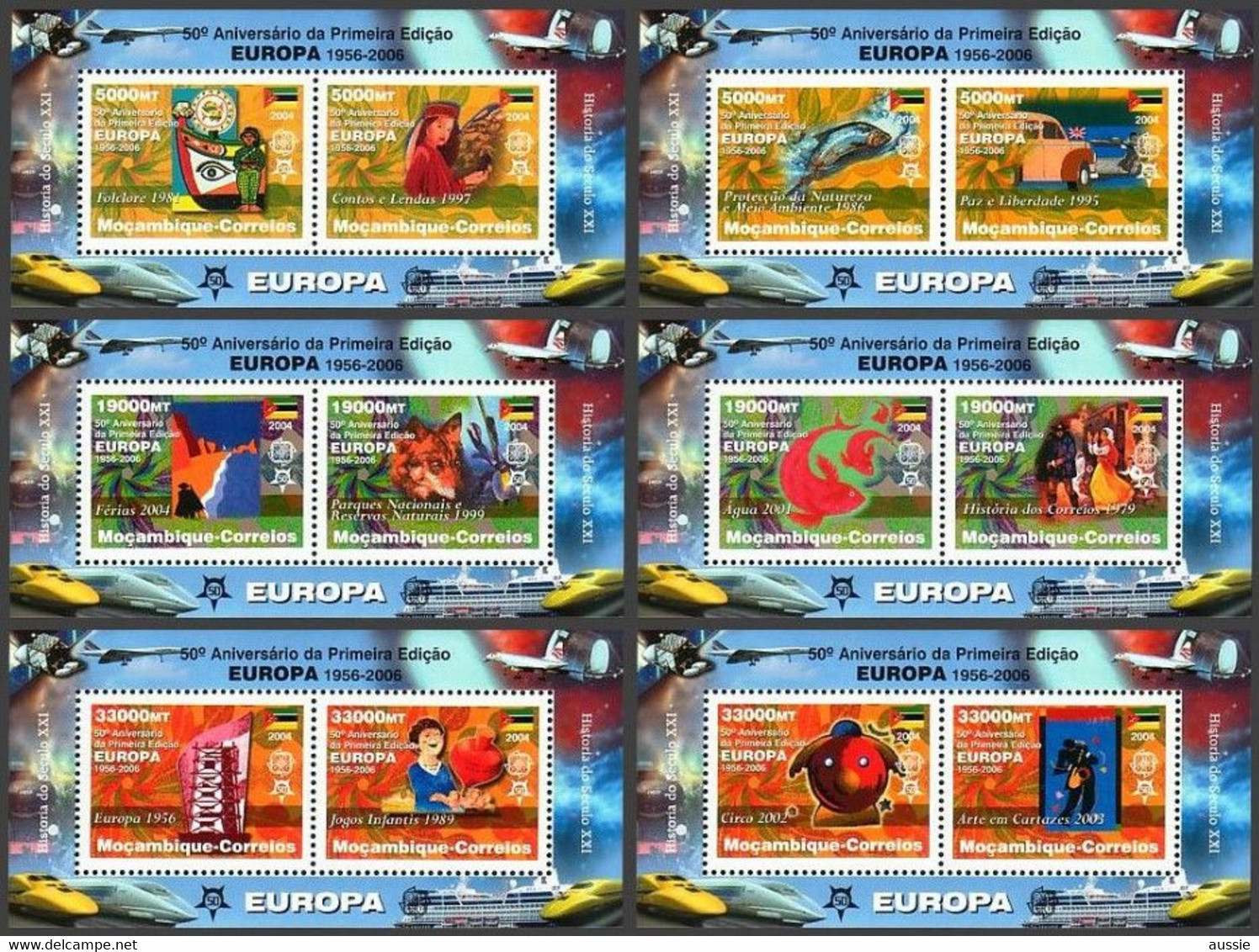 Moçambique Mozambique 2006 N° 2309-2320 *** MNH   Six Feuillets Getand Dentélé 50 Ans Europa 50 Jaar - 2006