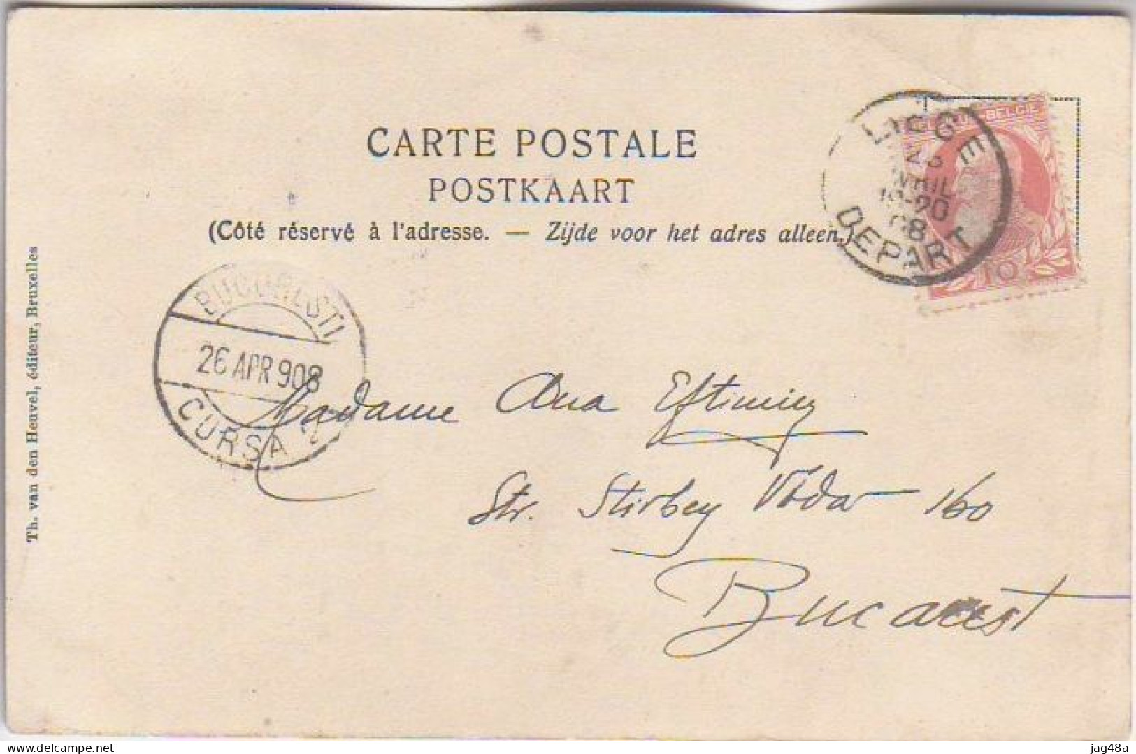 BELGIUM. 1908/Liege,  Picture-card/single-franking. - 1893-1907 Coat Of Arms