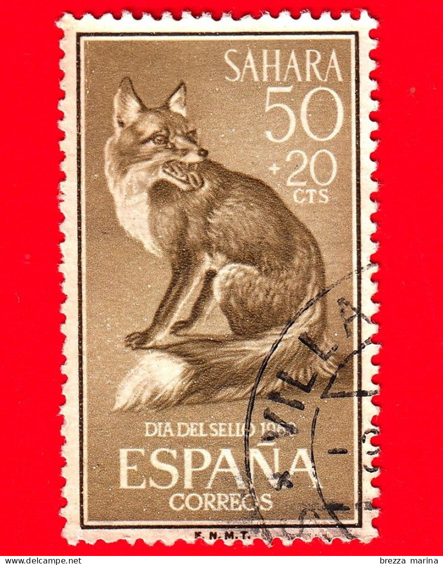 SAHARA SPAGNOLO - Usato - 1960 - Giornata Del Francobollo - Volpe Rossa - Red Fox (Vulpes Vulpes) - 50+20 - Sahara Spagnolo