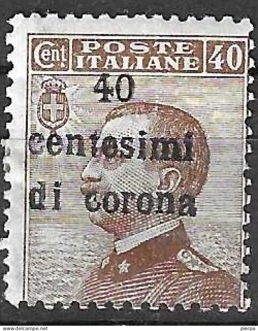 ITALIA - OCC. TRENTO E TRIESTE - 1919 - 40 C. DI CORONA/40 C. - NUOVO MH*.  (YVERT 7 - MICHEL 7 - SS  7) - Trente & Trieste