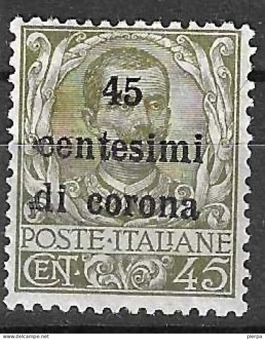 ITALIA - OCC. TRENTO E TRIESTE - 1919 - 45 C. DI CORONA/45 C. - NUOVO MH*  (YVERT 8- MICHEL 8- SS  8) - Trente & Trieste