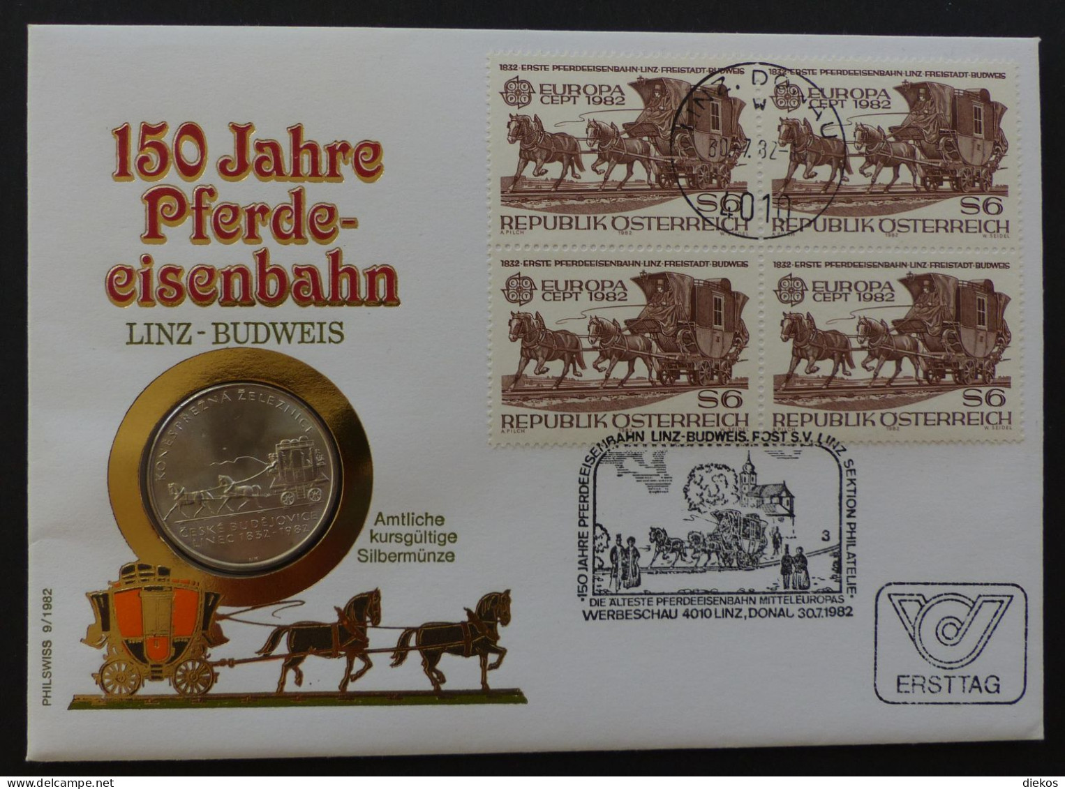 Numisbrief Coin Cover CSSR 100 KCS Pferde Eisenbahn   Silber  #numis100 - Tchécoslovaquie