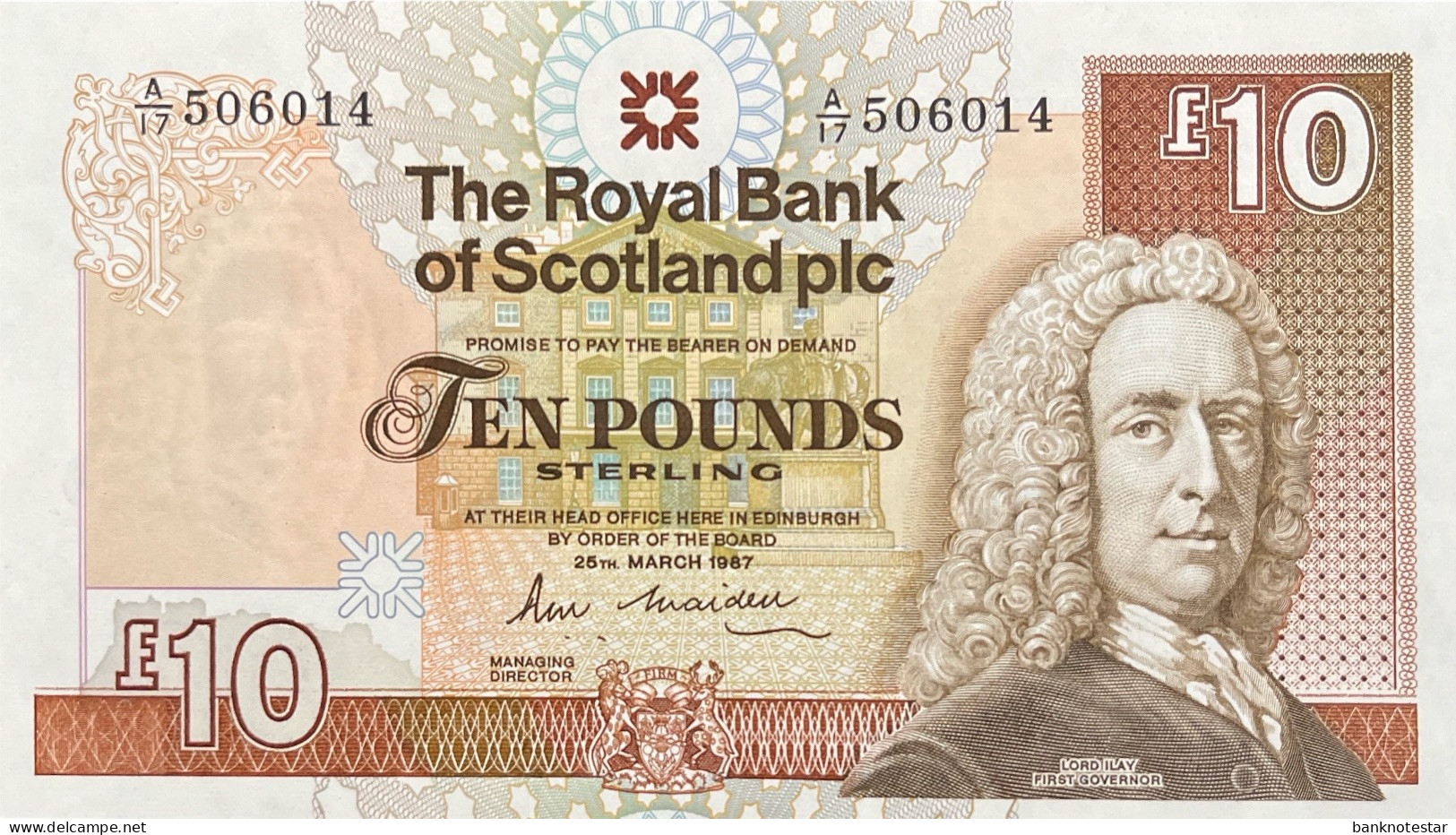Scotland 10 Pounds, P-348 (25.3.1987) - UNC - 10 Ponden