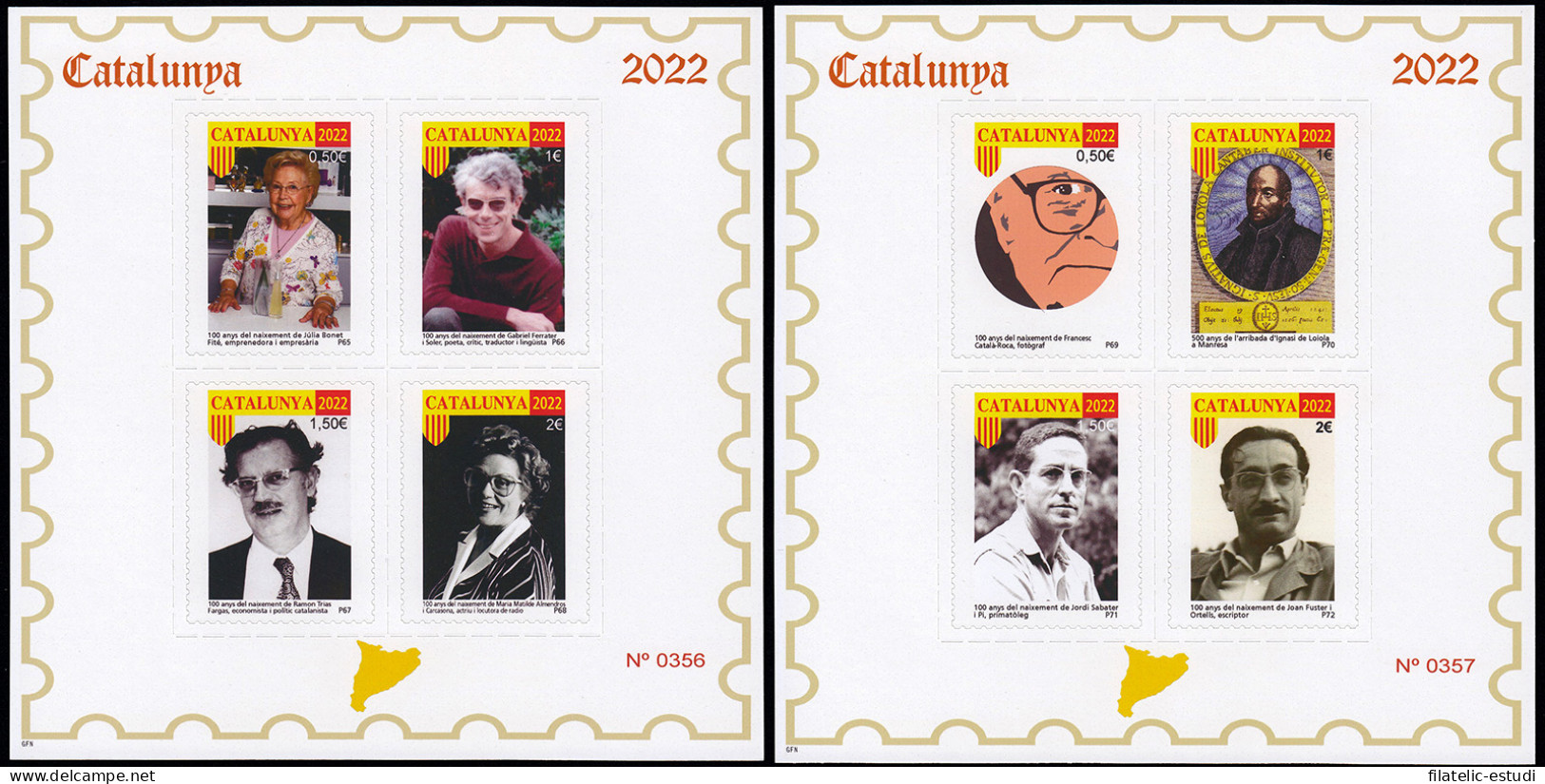 Catalunya Catalonia 2022 Hojitas De Pruebas Filatélicas En Color - Barcelona