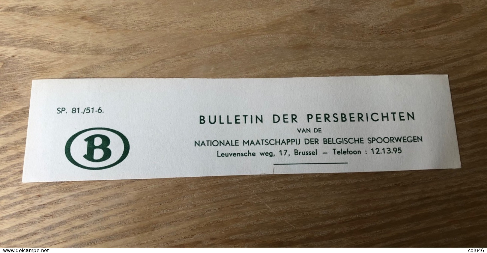 Rare Manchette Ancienne NMBS Bulletin Der Persberichten SNCB Ancien - Other & Unclassified