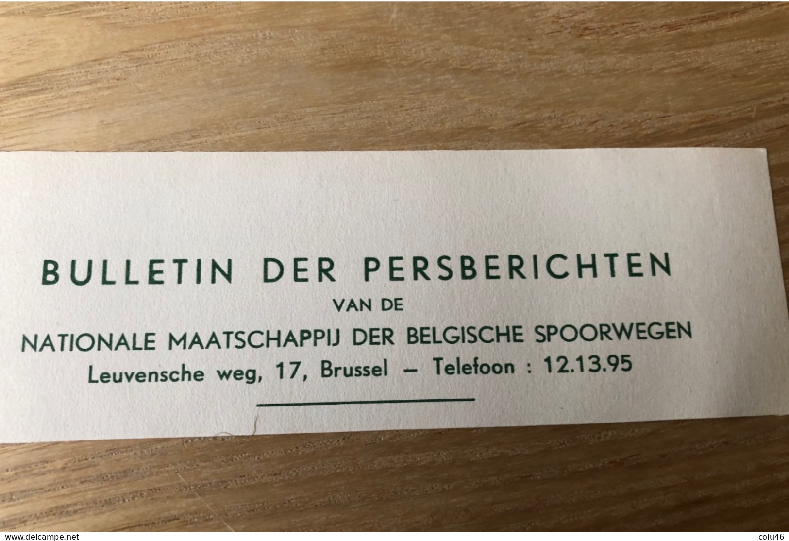 Rare Manchette Ancienne NMBS Bulletin Der Persberichten SNCB Ancien - Otros & Sin Clasificación