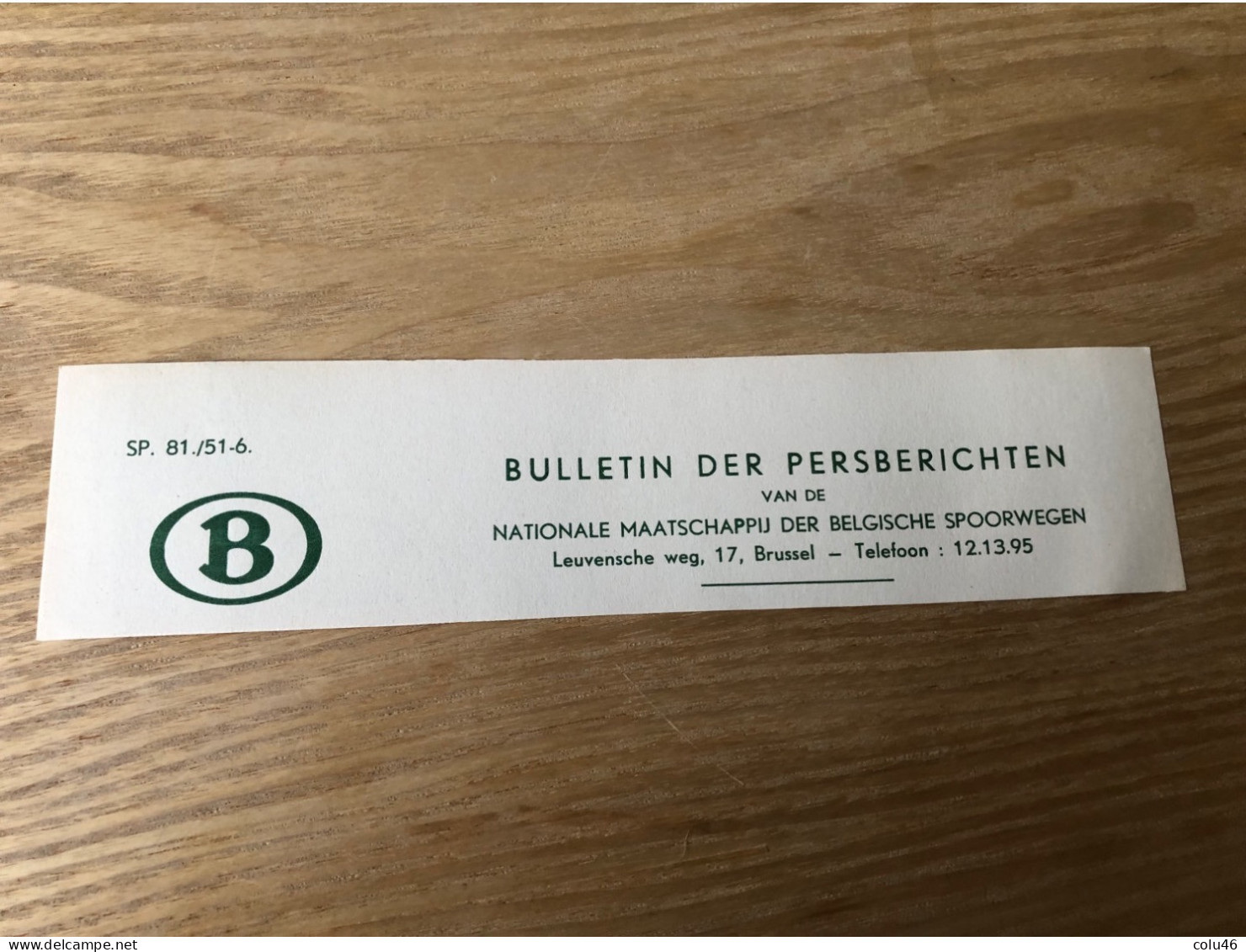 Rare Manchette Ancienne NMBS Bulletin Der Persberichten SNCB Ancien - Autres & Non Classés