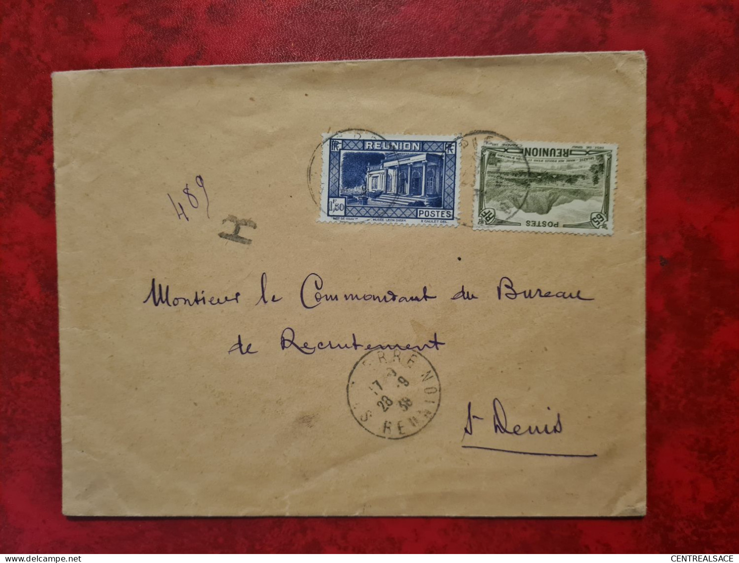 LETTRE/CARTE LA REUNION RECOMMANDE PROVISOIRE 65CTS PITON ET 1.5 MUSEE LEON DIERX POUR ST DENIS - Autres & Non Classés