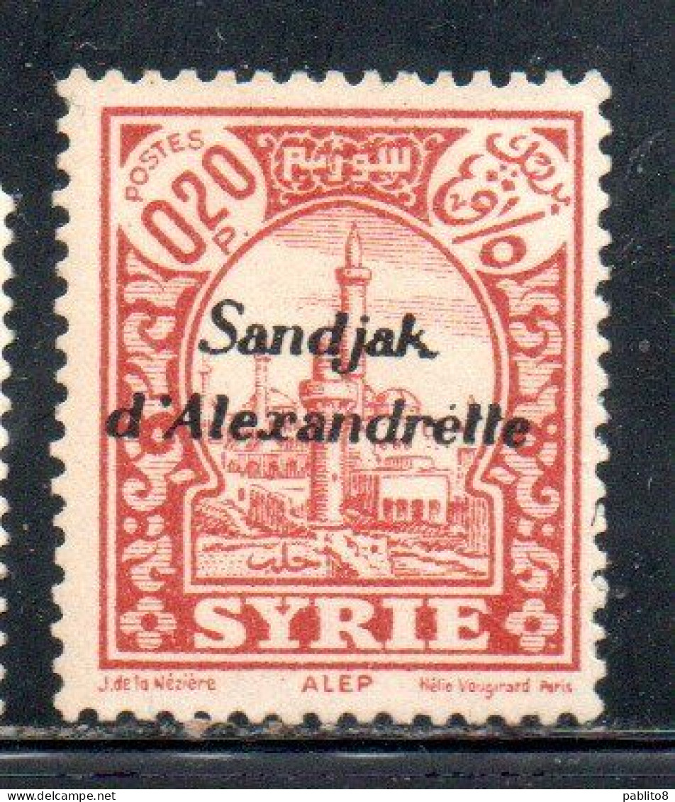 SANDJAK D'ALEXANDRETTE ALEXANDRETTA 1938 OVERPRINTED 20c MLH - Unused Stamps